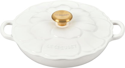 Le Creuset Enameled Cast Iron Signature Petal Braiser, 2.25 qt., White w/Gold Knob