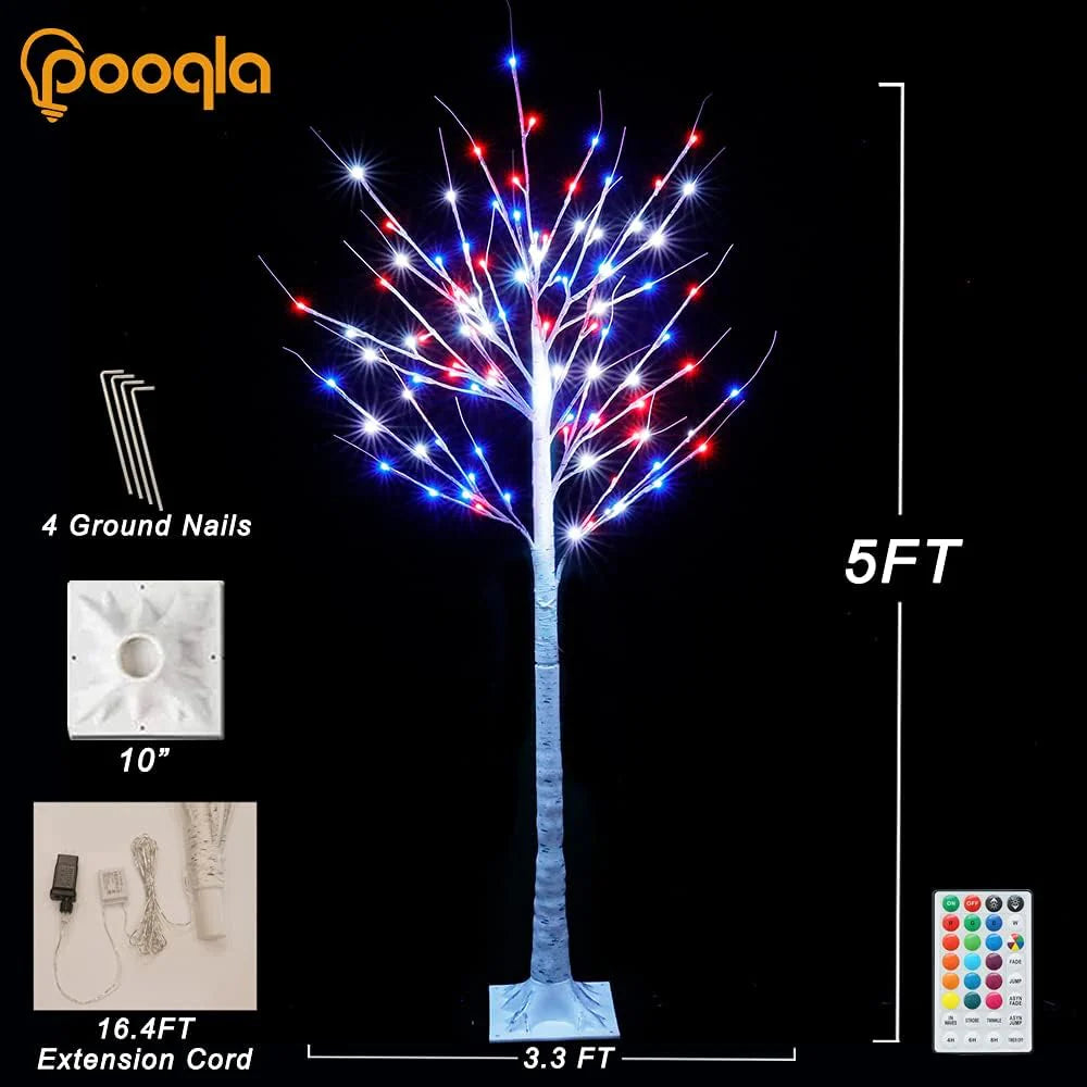 7ft 150 LED Colorful Birch Tree with Remote Control