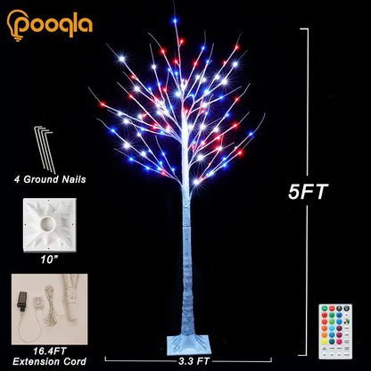 7ft 150 LED Colorful Birch Tree with Remote Control