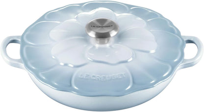 Le Creuset Enameled Cast Iron Signature Petal Braiser, 2.25 qt., Coastal Blue w/Stainless Steel Knob