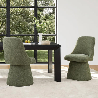 KISLOT Swivel Dining Chairs Set of 4, Upholstered Mid Century Modern Deskchair with High Back, Linen Fabric Kitchen Chairs for Dining Room, Bedroom, Dressing Room, Green
