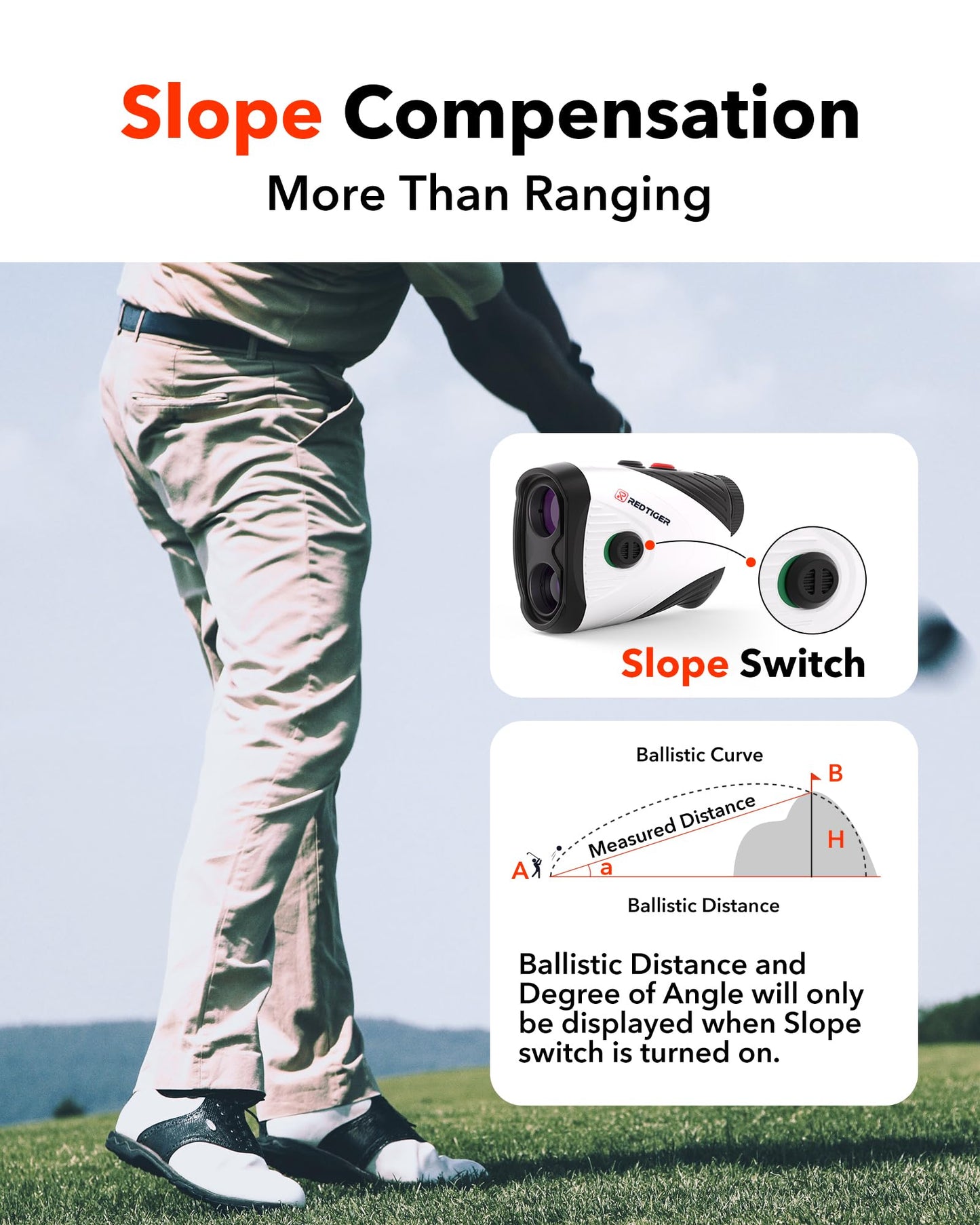 REDTIGER GolfVue Series 1 Rangefinder - 1200 Yards, Slope Switch