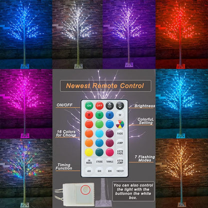 7ft 150 LED Colorful Birch Tree with Remote Control