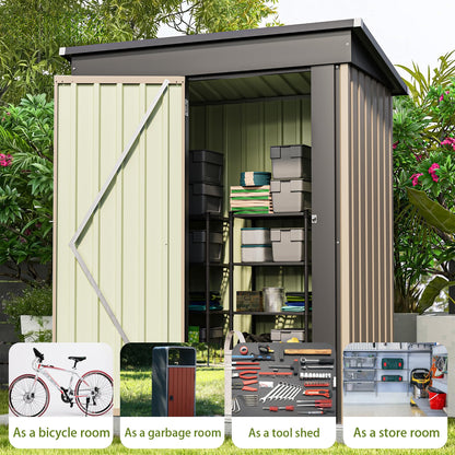 PATIOWELL 5x3 FT Outdoor Metal Storage Shed with Lockable Door