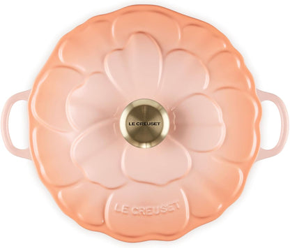 Le Creuset Signature Enameled Cast Iron Petal Braiser, 2.25qt., Peche w/Light Gold Knob