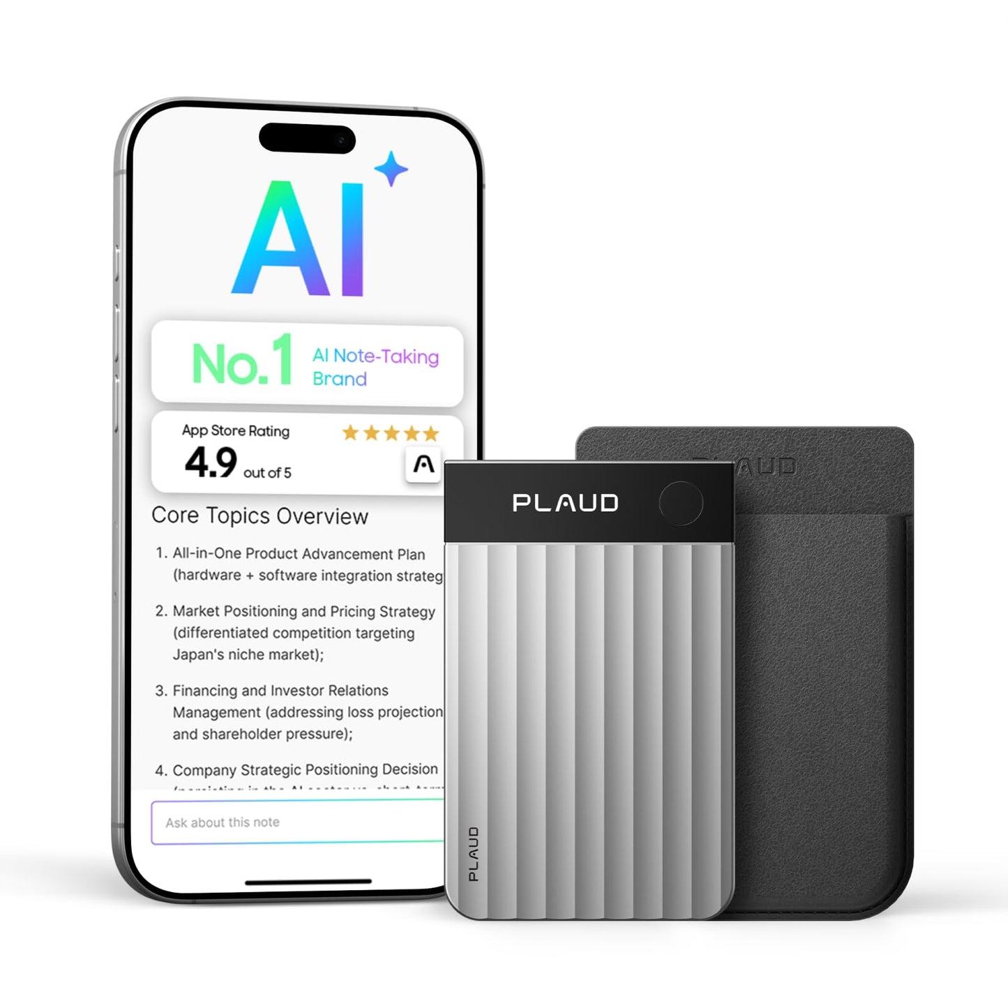 PLAUD Note Pro AI Voice Recorder - Transcribe, Summarize, App Control, 112 Languages