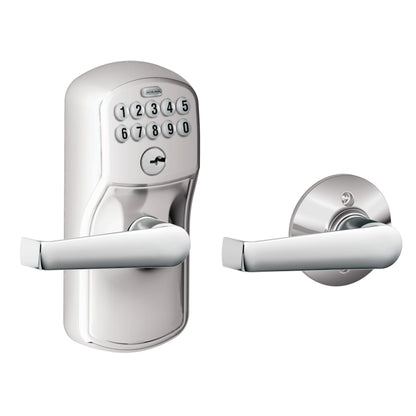 SCHLAGE Plymouth Keypad Lock with Lever Handle - Satin Chrome