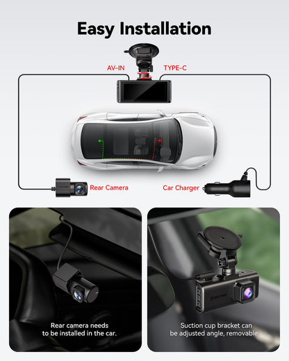 REDTIGER 4K STARVIS 2 Dash Cam Front & Rear with GPS