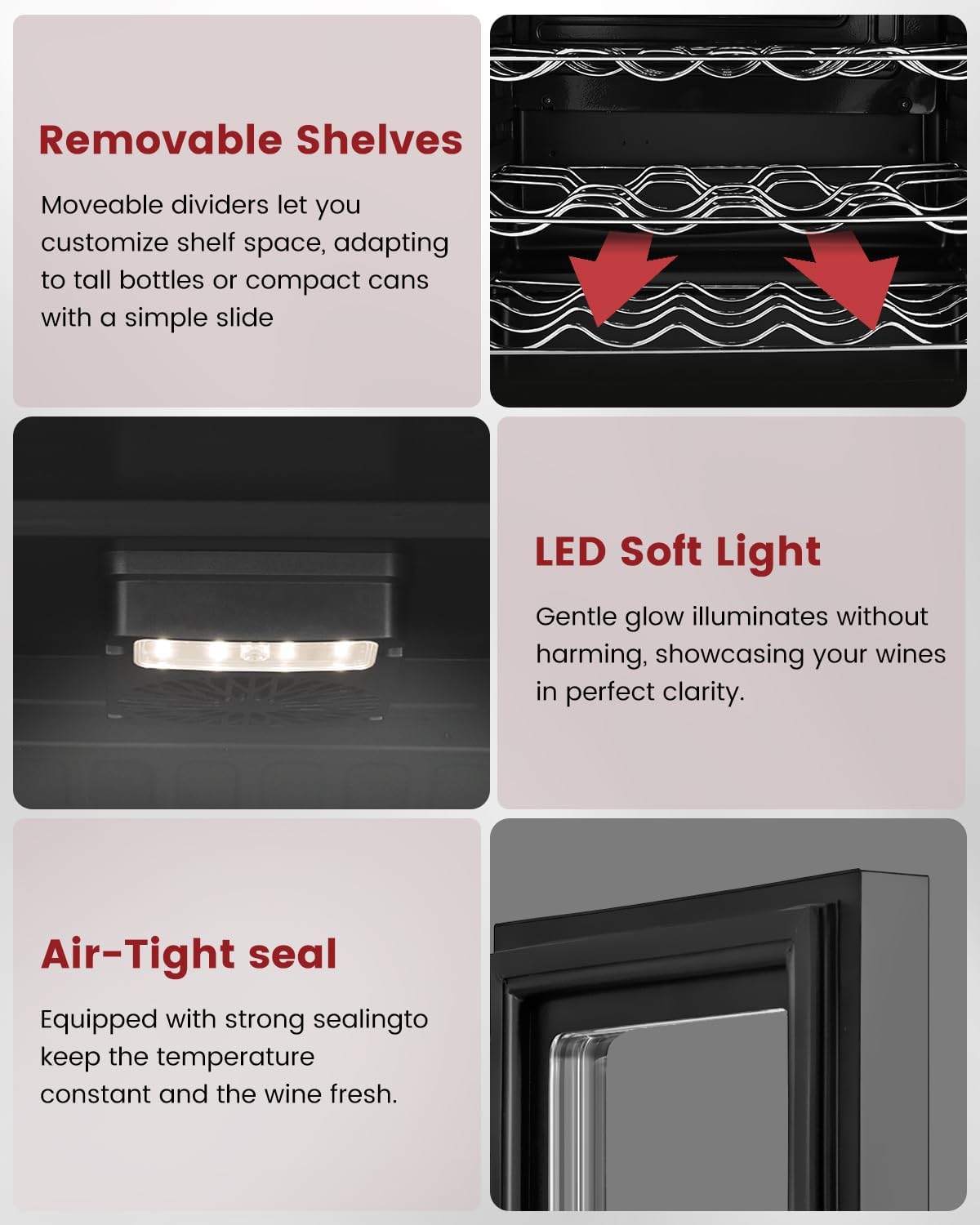 Feelfunn 45 Bottle Wine Cooler Refrigerator - Small Wine Fridge for Red, White, Champagne, Freestanding Wine Cellar with Glass Door & Digital Temperature Control for Home Bar, Office
