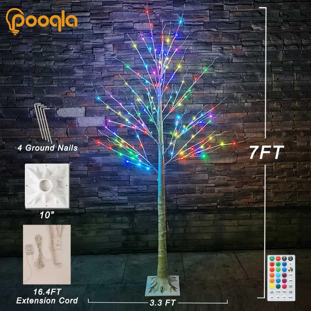 7ft 150 LED Colorful Birch Tree with Remote Control