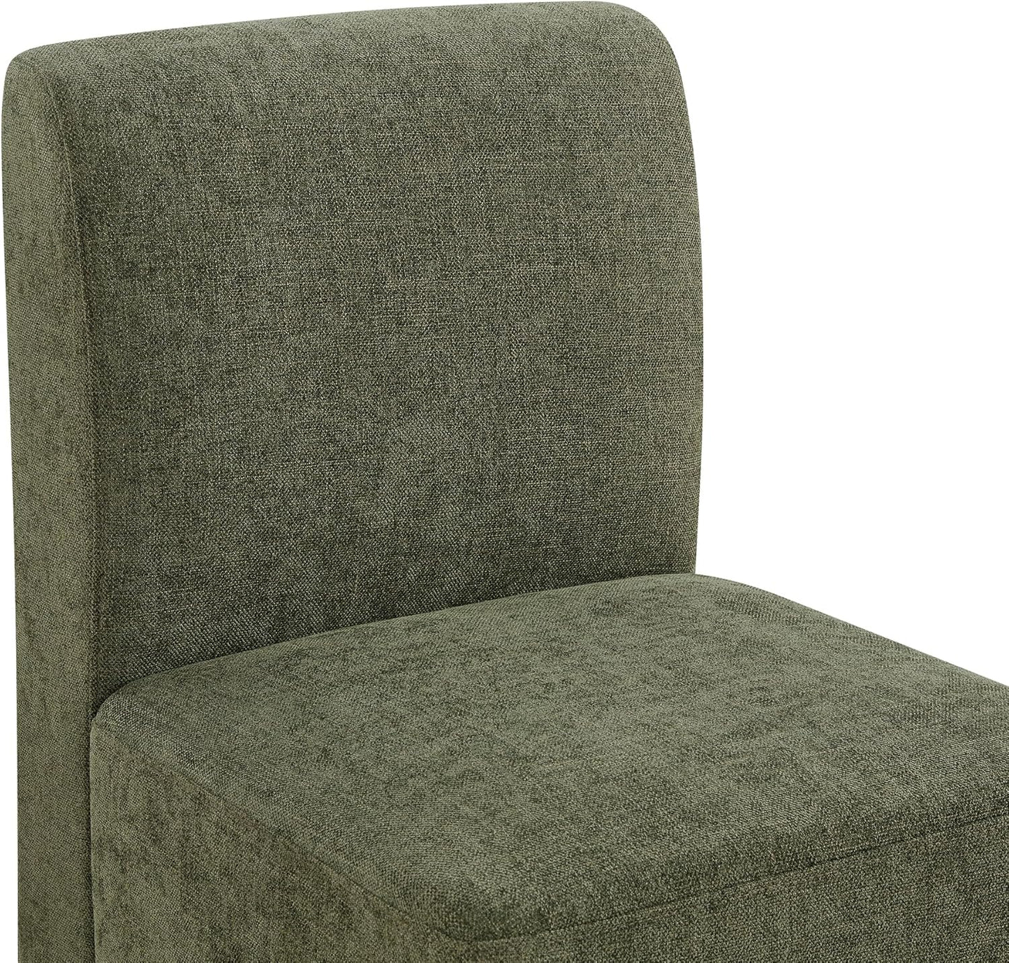 CHITA Dining Chairs with Casters Set of 4, FSC Certified Upholstered Armless Modern Rolling Dining Chairs with Rollers for Bedroom Reading Room Living Room, Moss Green