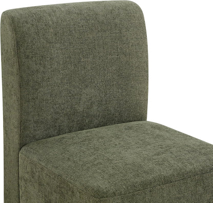 CHITA Dining Chairs with Casters Set of 4, FSC Certified Upholstered Armless Modern Rolling Dining Chairs with Rollers for Bedroom Reading Room Living Room, Moss Green