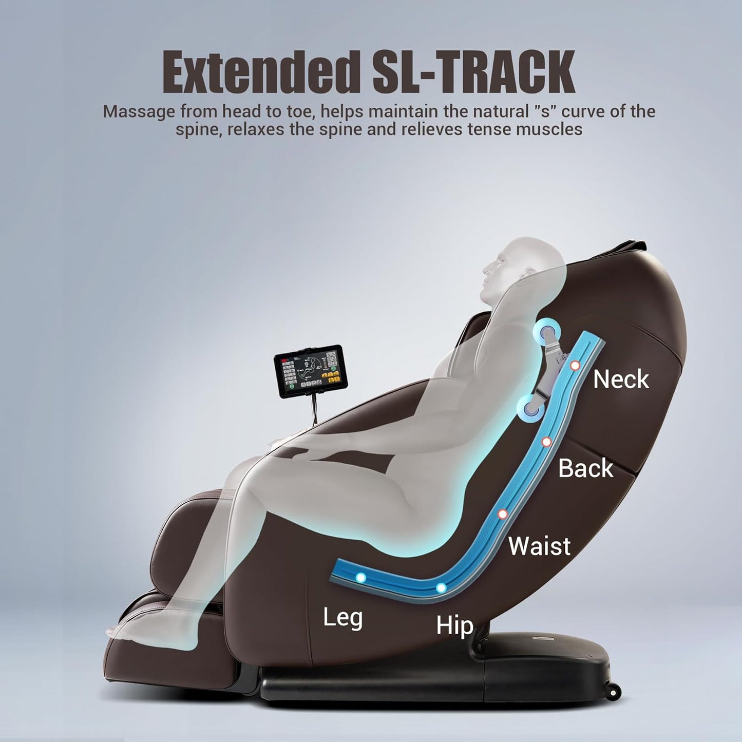 MYNTA Massage Chair Full Body, Zero Gravity SL Track Heavy Duty Massage Recliner Chair with Heat, 12 Auto Modes for Home, M1612 Brown