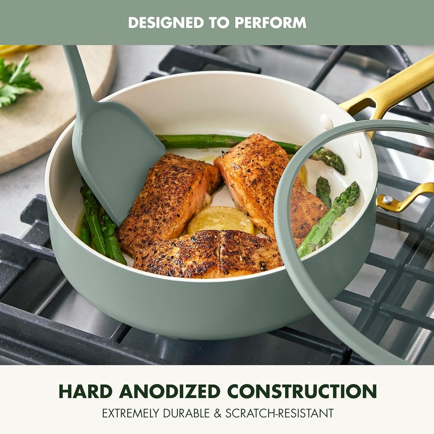 GreenPan Nonstick Reserve Pro 10 Piece Cookware Set, NSF Certified Ceramic, Hard Anodized PFAS-Free Pots & Pans Set with Lids, Stainless Steel Handles, Oven & Dishwasher Safe, Moss Green