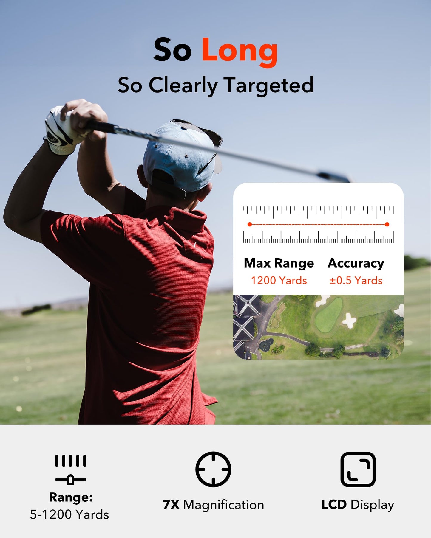 REDTIGER GolfVue Series 1 Rangefinder - 1200 Yards, Slope Switch