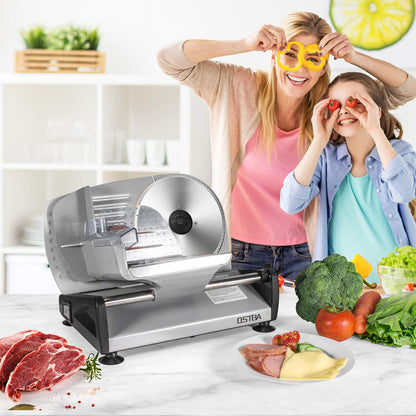OSTBA Electric Meat Slicer with Stainless Steel Blade and Safety Lock