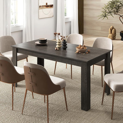 Giantex Dining Table, 63" L x 31.5" W x 30" H Large Farmhouse Center Table with 330LBS Capacity, Kitchen Table for Living Room, Home Office, Dinette, Dinner, Dining Room, Restaurant, Grey