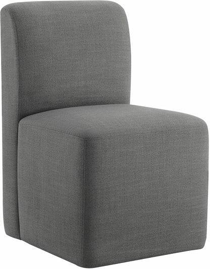 CHITA Dining Chairs with Casters Set of 4, FSC Certified Upholstered Armless Modern Rolling Dining Chairs with Rollers for Bedroom Reading Room Living Room, Grey