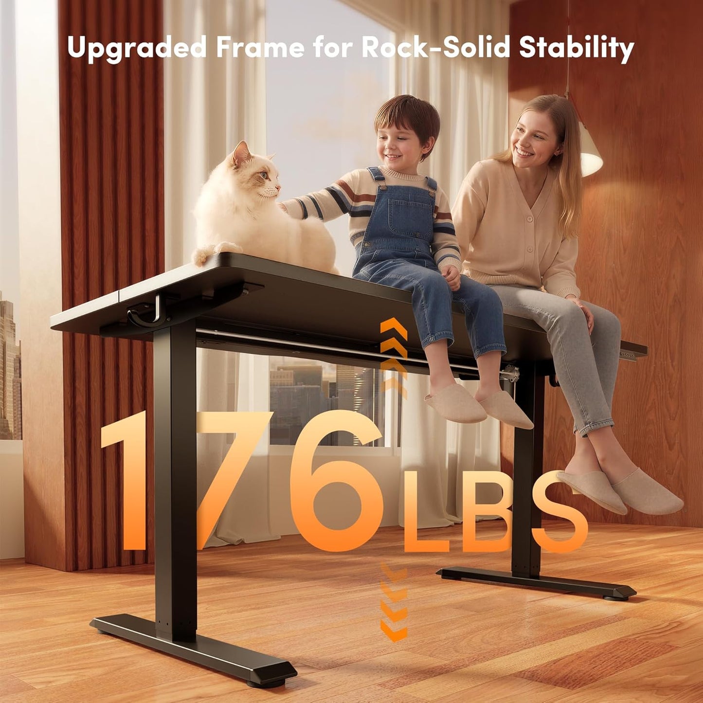 FEZIBO 48 x 24 Inchs Electric Standing Desk, Height Adjustable, Sit Stand Up, Computer Office Desk with Splice Board, Black Frame/Black Top