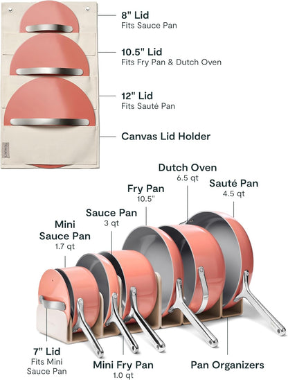 Caraway 31-Piece Ceramic Cookware Bundle - Fry Pans, Saucepans, Sauté Pan, Dutch Oven, Petite Cooker, Stir Fry, Rondeau, Stock Pot, Grill & Griddle Pans, Roasting Pan, Racks, Organizers - Perracotta