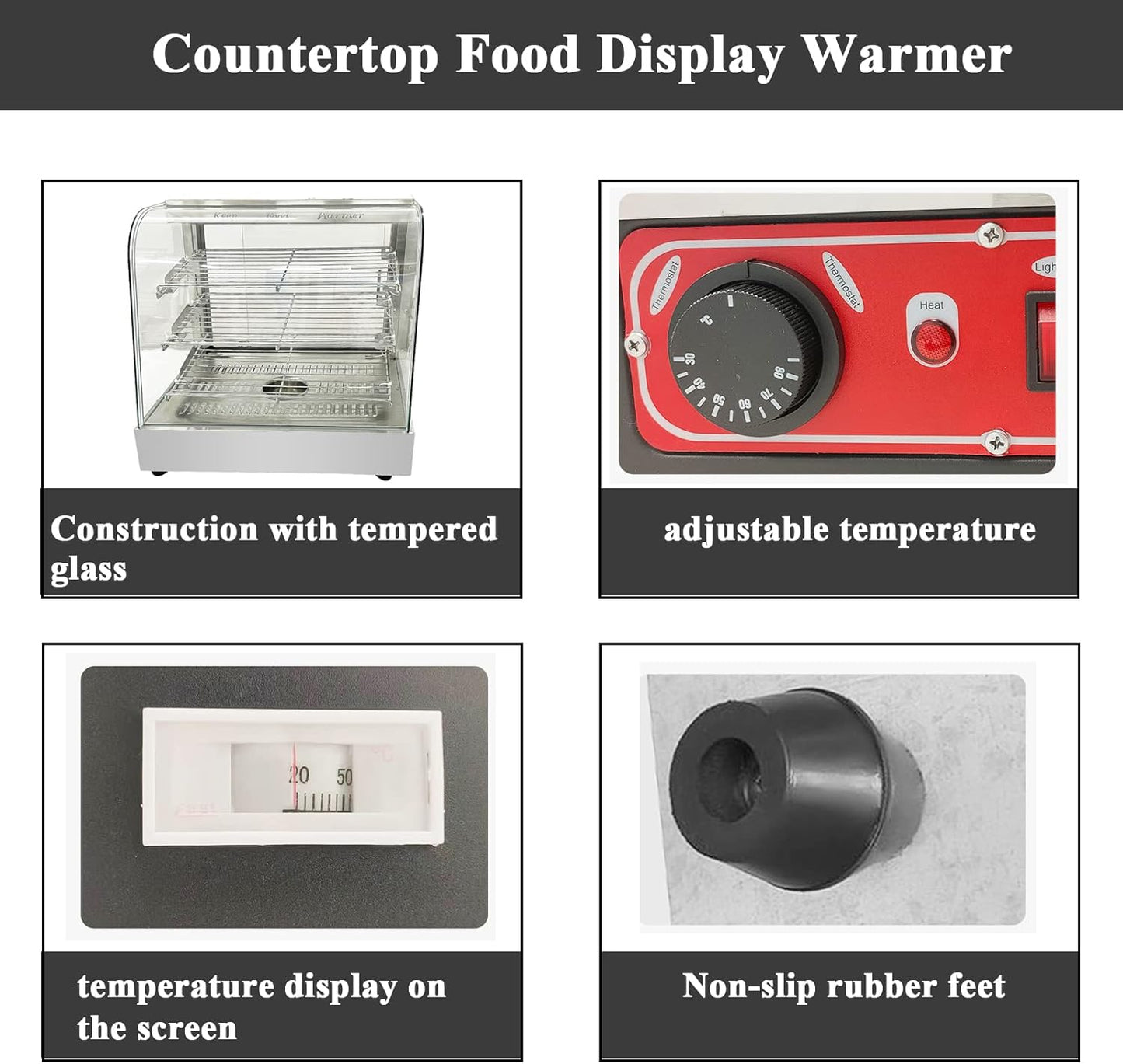 Countertop 26" Food Warmer Display Case 3 Shelf Hot Warming Showcase with Back Sliding Door and Water Tray,Black (26"(Silver))