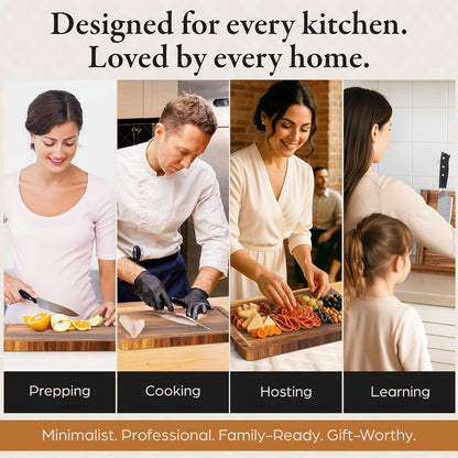 3 in 1 Magnetic Knife Block Stand, 14"x10" Cutting Board, Knife Sharpener - Wooden Magnetic Knife Holder - Acacia Display Holder Double Sided Storage Rack Magnets for Knives - No Assembly Required