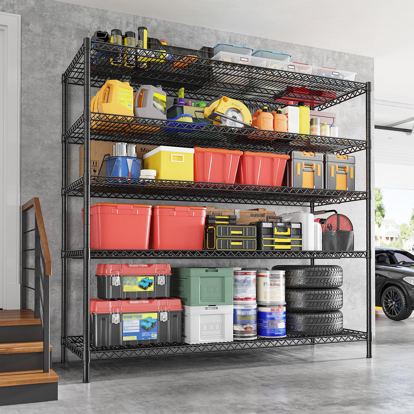 REIBII 55.5" W Heavy Duty Metal Shelving Unit - 5 Tier Storage