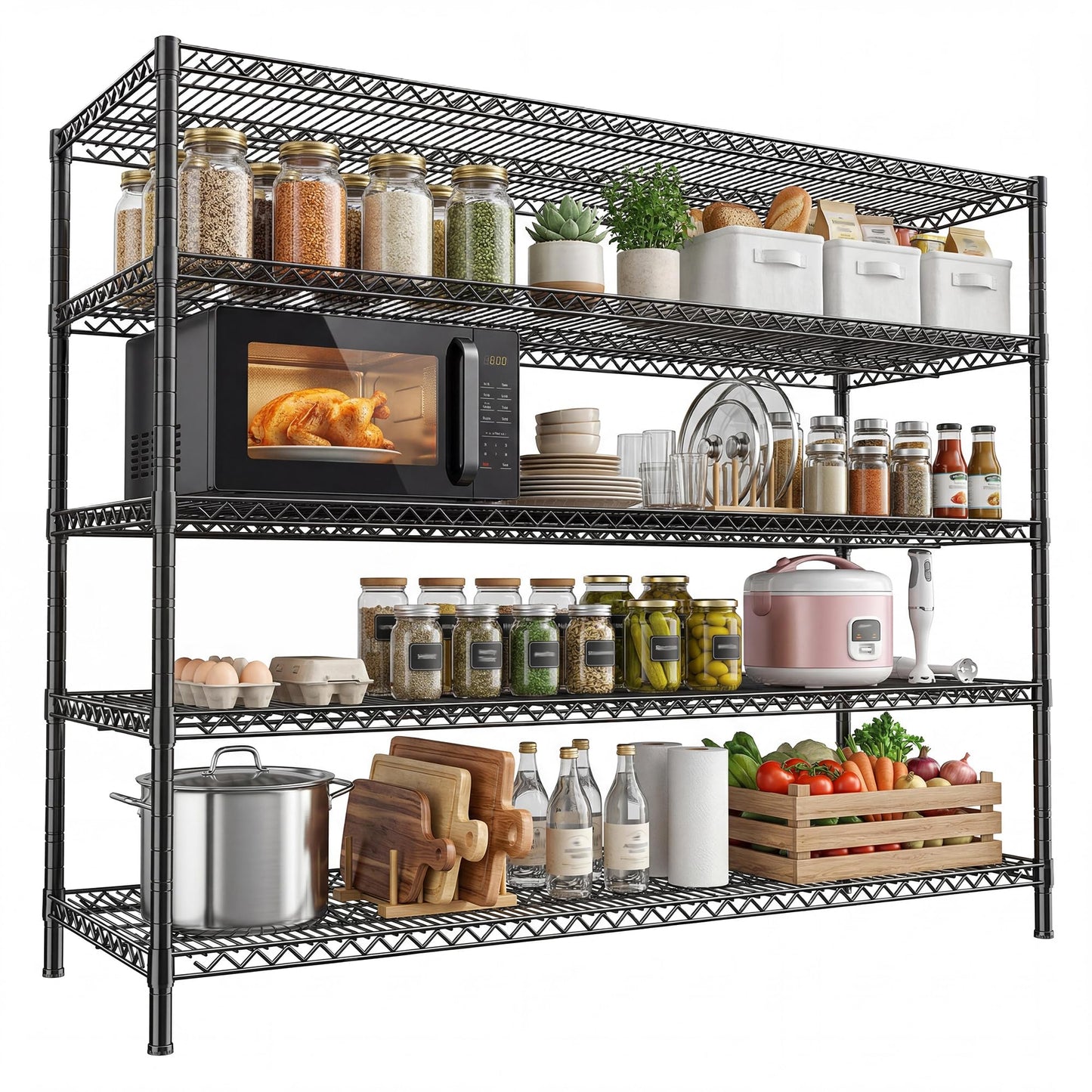 REIBII 55.5" W Heavy Duty Metal Shelving Unit - 5 Tier Storage
