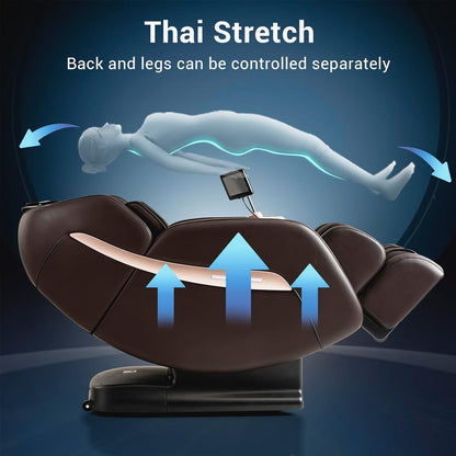 MYNTA Massage Chair Full Body, Zero Gravity SL Track Heavy Duty Massage Recliner Chair with Heat, 12 Auto Modes for Home, M1612 Brown
