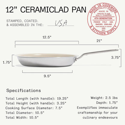 Made In Cookware - 3-Piece (Includes 8", 10", 12") Ceramic Non Stick Frying Pan Set (Discontinued CeramiClad 1.0) - 5-Ply Stainless Clad with Stay-Cool Handle - Professional Cookware