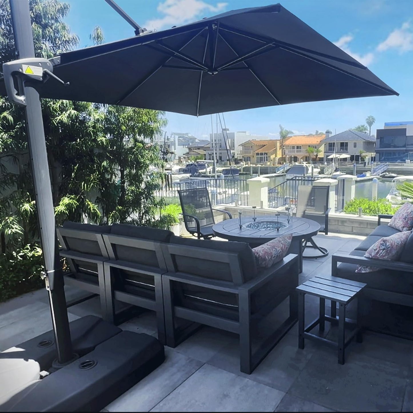 PURPLE LEAF Patio Umbrella 10' X 10' Rectangle Cantilever Umbrella Large Aluminum Outdoor Umbrellas with 360-degree Rotation & UPF40+ Premium Fabric for Deck Pool Garden Yard, Graphite Grey