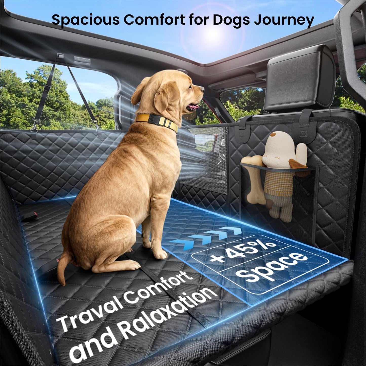 REEVAA Dog Truck Seat Cover - Waterproof Hammock for Large Dogs