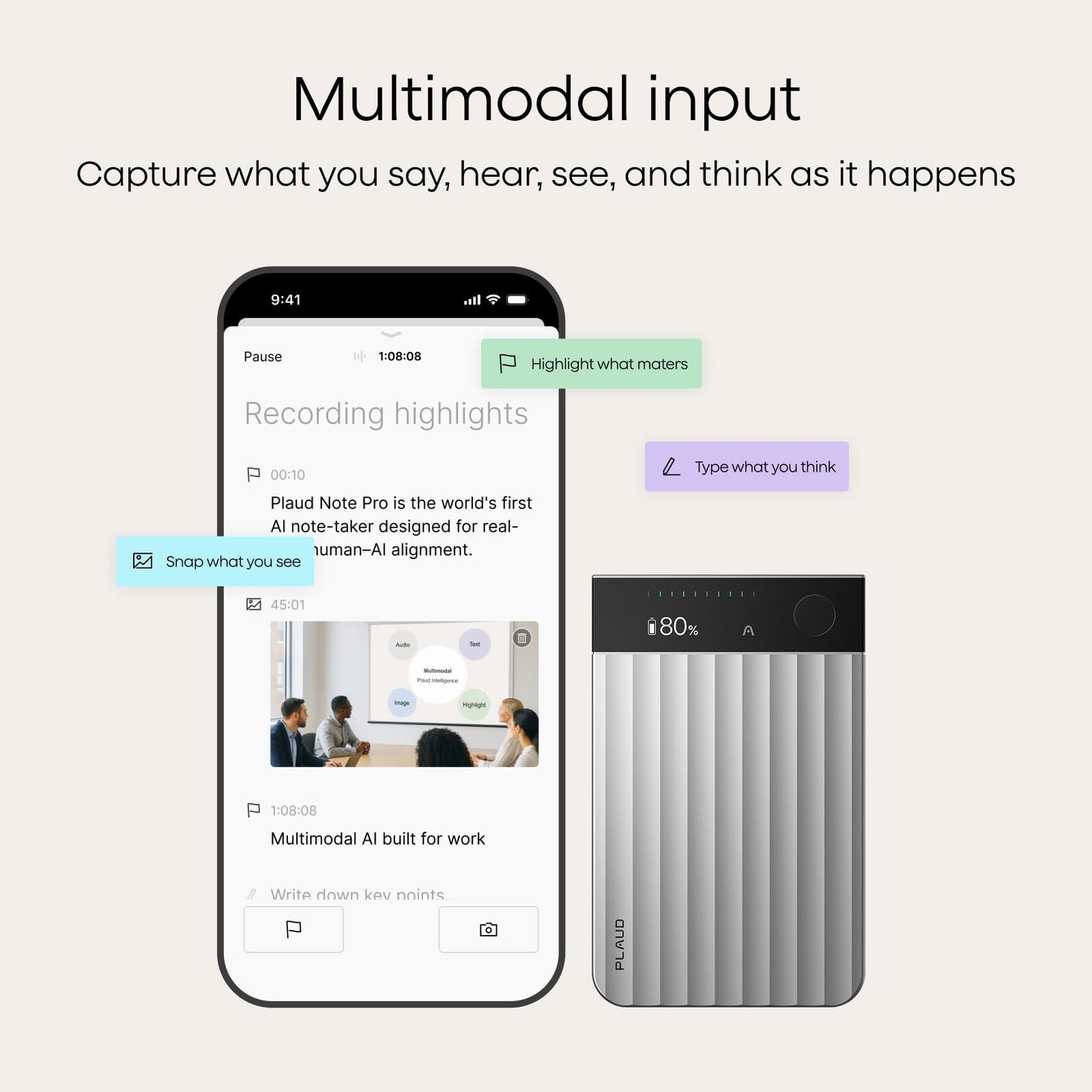 PLAUD Note Pro AI Voice Recorder - Transcribe, Summarize, App Control, 112 Languages