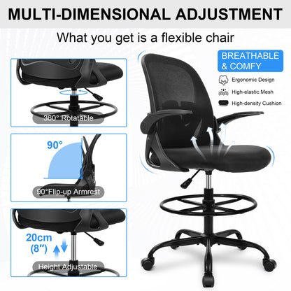 PRIMY Drafting Chair - Ergonomic Tall Office Chair with Lumbar Support