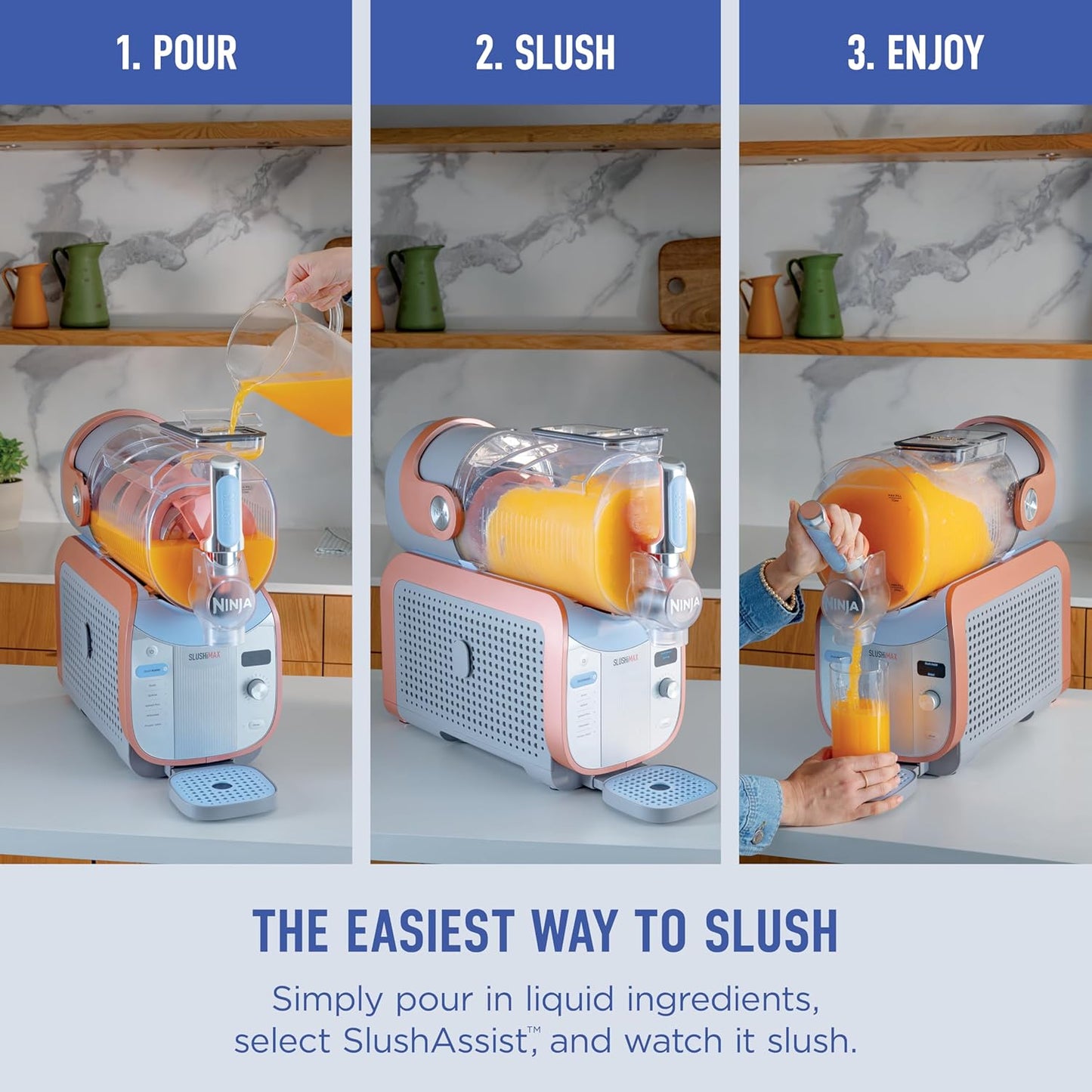 Ninja SLUSHi Max XXL Smart Frozen Drink Maker, Top Performance, Smart Technology, Party-Size 150 Oz Capacity, No Ice Needed, 6 Programs, Ideal Temp, Texture up to 12 Hours, Peach, FS605