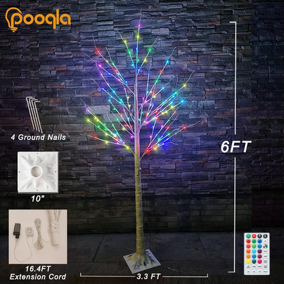 7ft 150 LED Colorful Birch Tree with Remote Control