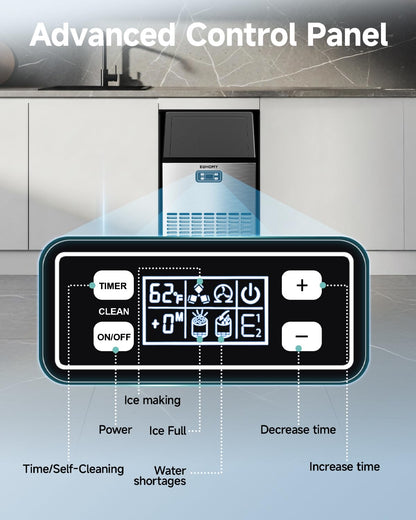EUHOMY Commercial Ice Maker Machine, 100lbs/24H Stainless Steel Under Counter ice Machine with 33lbs Ice Storage Capacity, Freestanding Ice Maker.