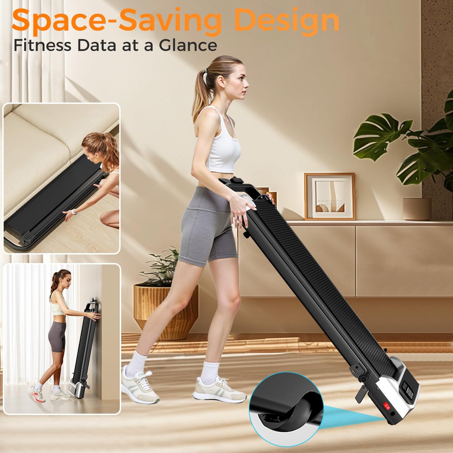 SHINEMAOS Walking Pad Treadmill with 8% Incline and Remote