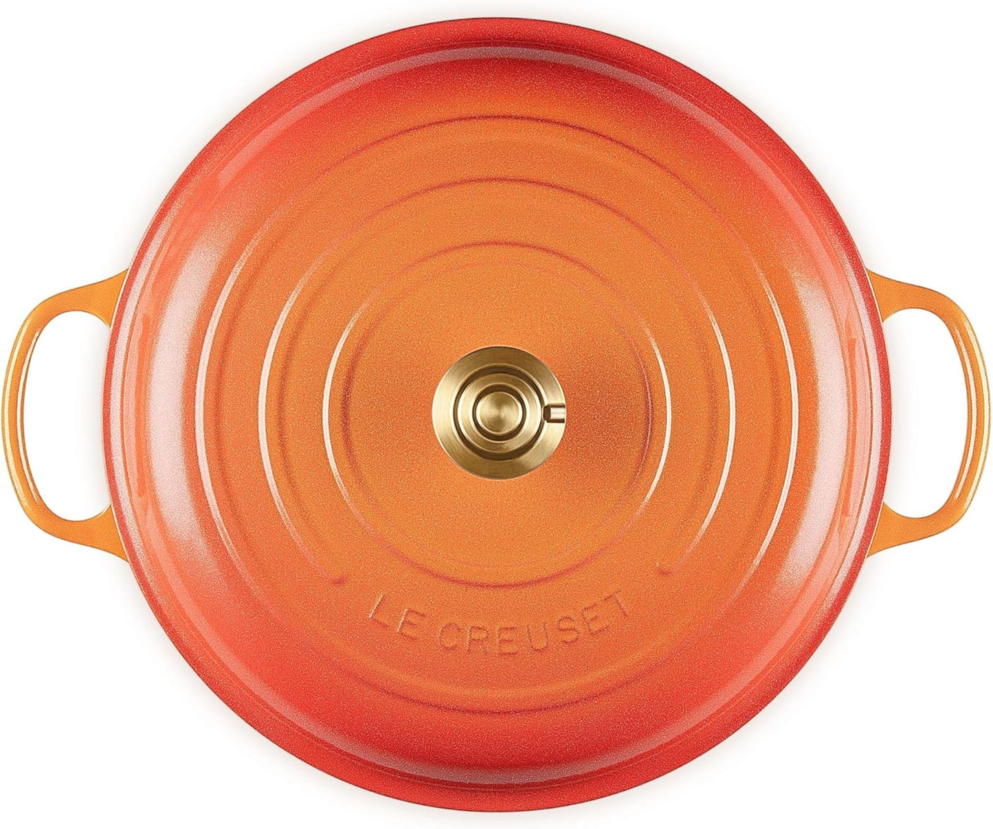 Le Creuset Enameled Cast Iron Signature Braiser 5 qt., Flamme Doree with Crucible Knob