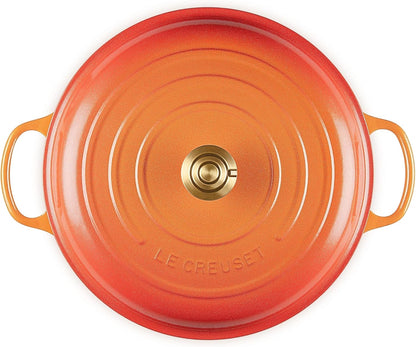 Le Creuset Enameled Cast Iron Signature Braiser 5 qt., Flamme Doree with Crucible Knob