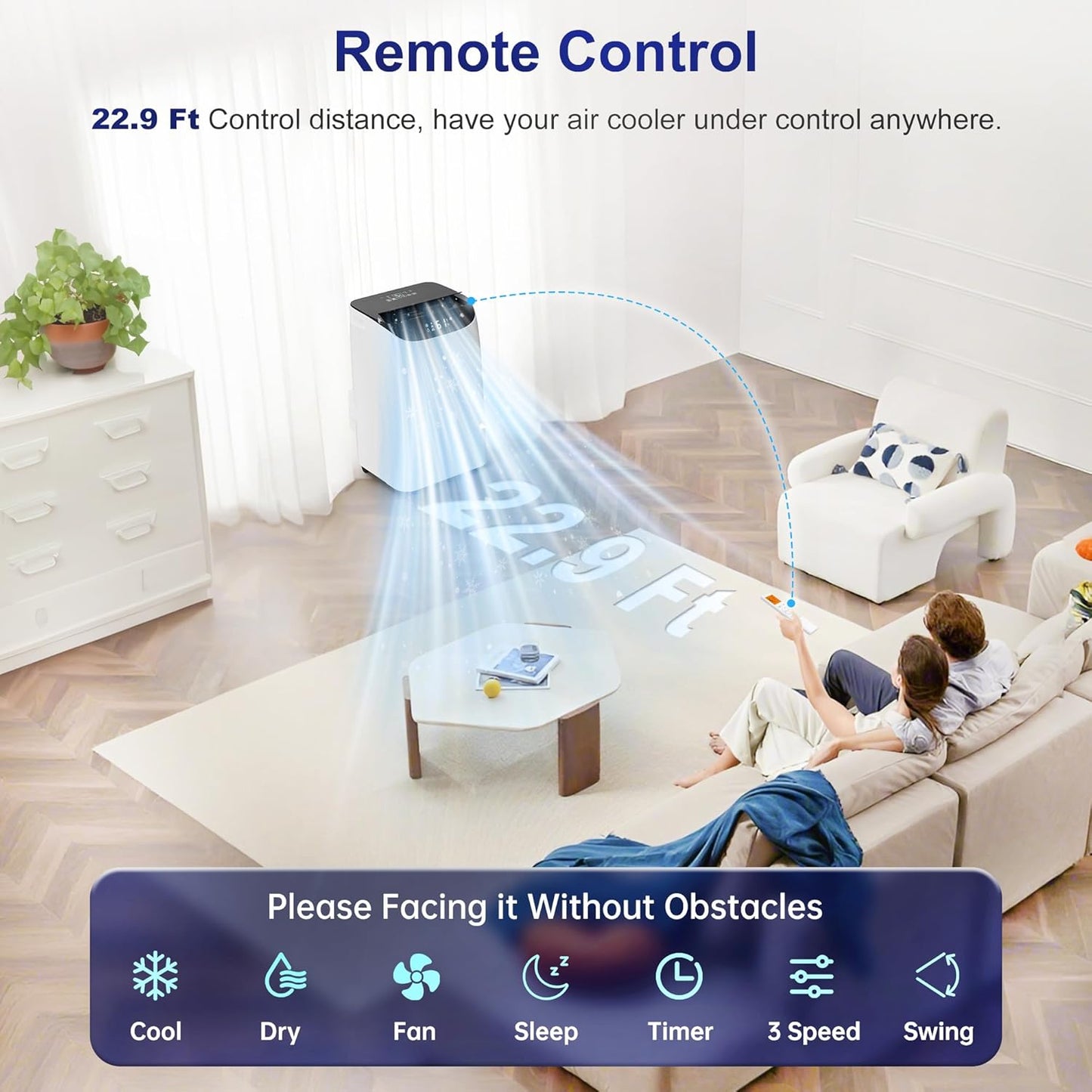 Inverter 16000BTU Portable Air Conditioners with Remote, Free Stand Cooling Portable AC Unit for Room up to 800 sq.ft, with Dehumidifier & Fan, Dual Hose, Quiet Sleep Mode(42dB), Windows Kit
