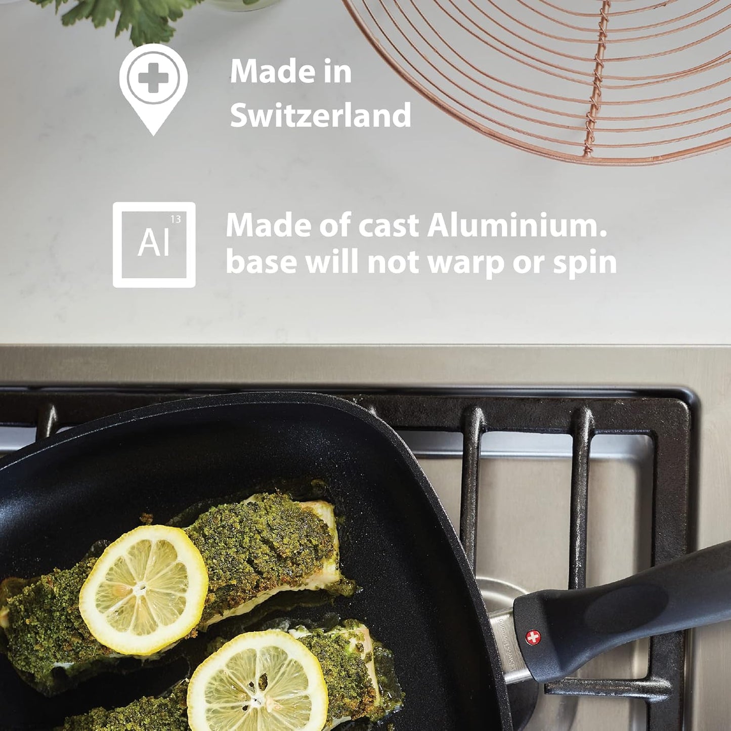 Swiss Diamond Braiser Pan with Lid, Features Double Handles, Nonstick Diamond Coated Braising Pan with Lid Oven Safe & Dishwasher Safe, 12.5", 7.2 Quart, Grey