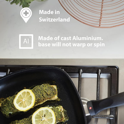 Swiss Diamond Braiser Pan with Lid, Features Double Handles, Nonstick Diamond Coated Braising Pan with Lid Oven Safe & Dishwasher Safe, 12.5", 7.2 Quart, Grey