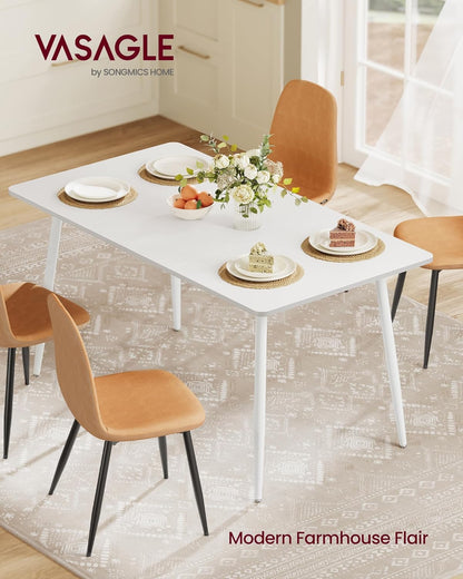 VASAGLE Dining Table, Dining Room Table for 4-6 People, Modern Farmhouse, for Kitchen, Quick Assembly, Heat-Resistant Surface, 29.5 x 55.1 x 29.5 Inches, Snow White UKDT100W101S