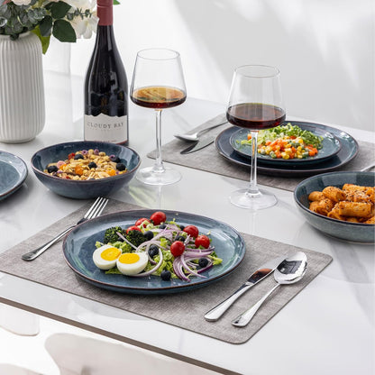 AmorArc Ceramic Dinnerware Sets,Handmade Reactive Glaze Stoneware Plates and Bowls Sets,Highly Scratch Resistant | Dishwasher & Microwave Safe Dishes Set,Service for 4 (12pc)