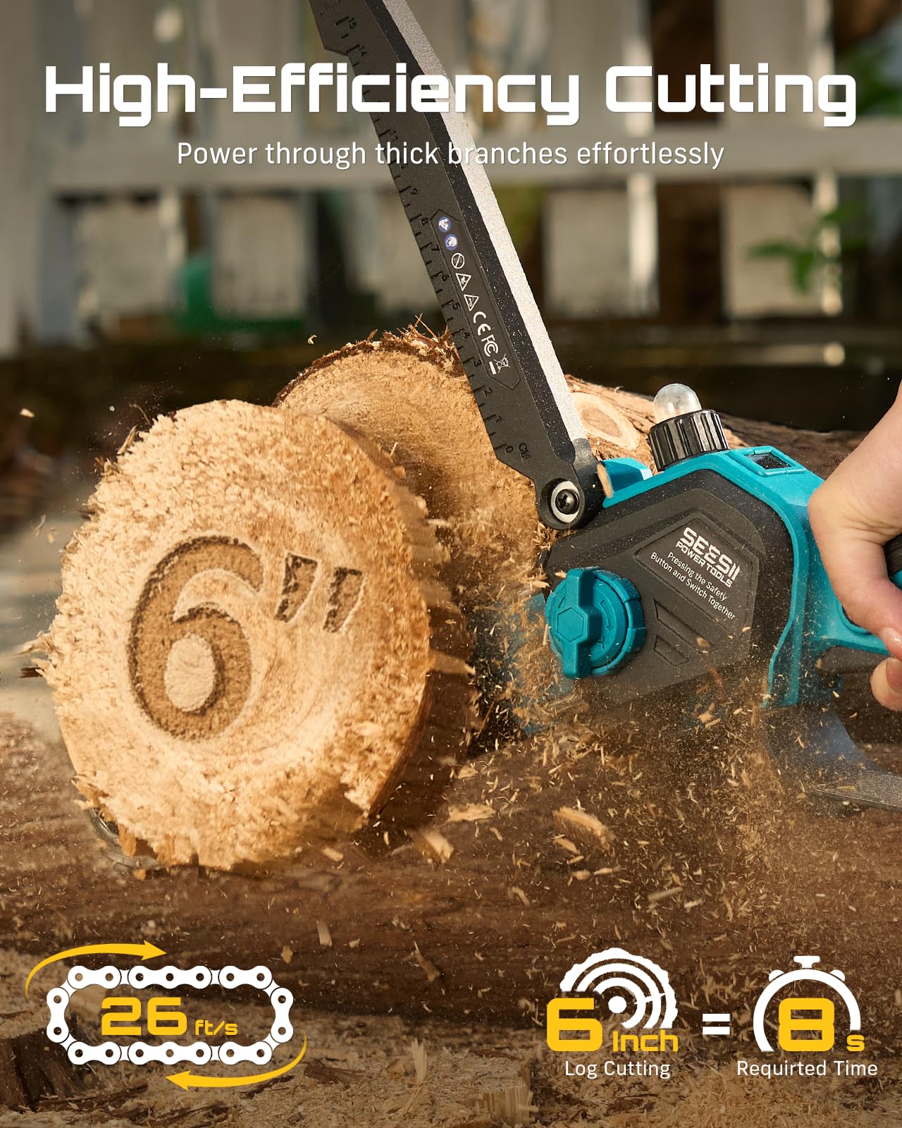 SEESII 2-in-1 Electric Pole Saw with Battery for Tree Trimming