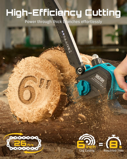 SEESII 2-in-1 Electric Pole Saw with Battery for Tree Trimming