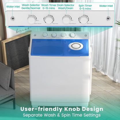 Auertech 48 Lbs Portable Washing Machine, Large Portable Washer for Apartments with 30 Lbs Washer & 18 Lbs Spinner, Clothes Washer Machine with Drain Pump for Apartment, Dormitory and RVs