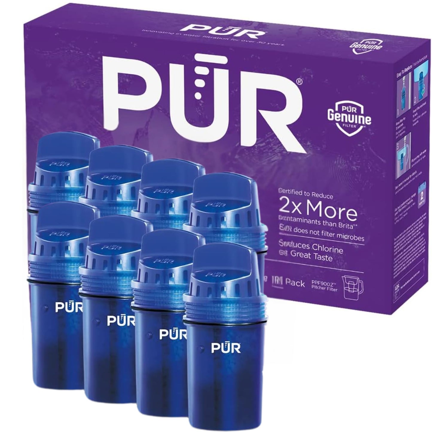 PUR Water Pitcher Replacement Filter Pack of 8