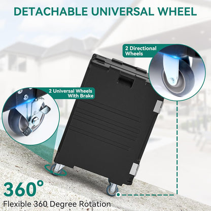 YITAHOME Insulated Food Pan Carrier, 127 Qt LLDPE Hot Box for Catering w/Stainless Steel Pan, Catering Food Warmer with Swivel Casters for 9 Full-Size Pans, Stackable Design for Restaurant Gathering
